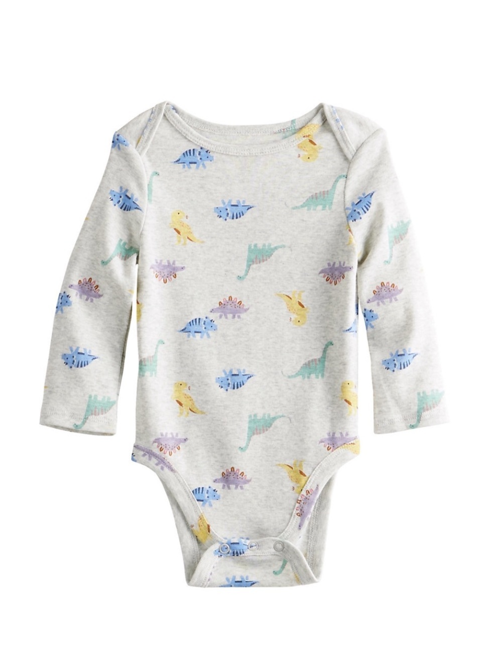 jumping beans Gray Long-Sleeve Dinosaur Print One-Piece 24 mo GUC